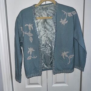 Vintage cardigan with embroidery and beading